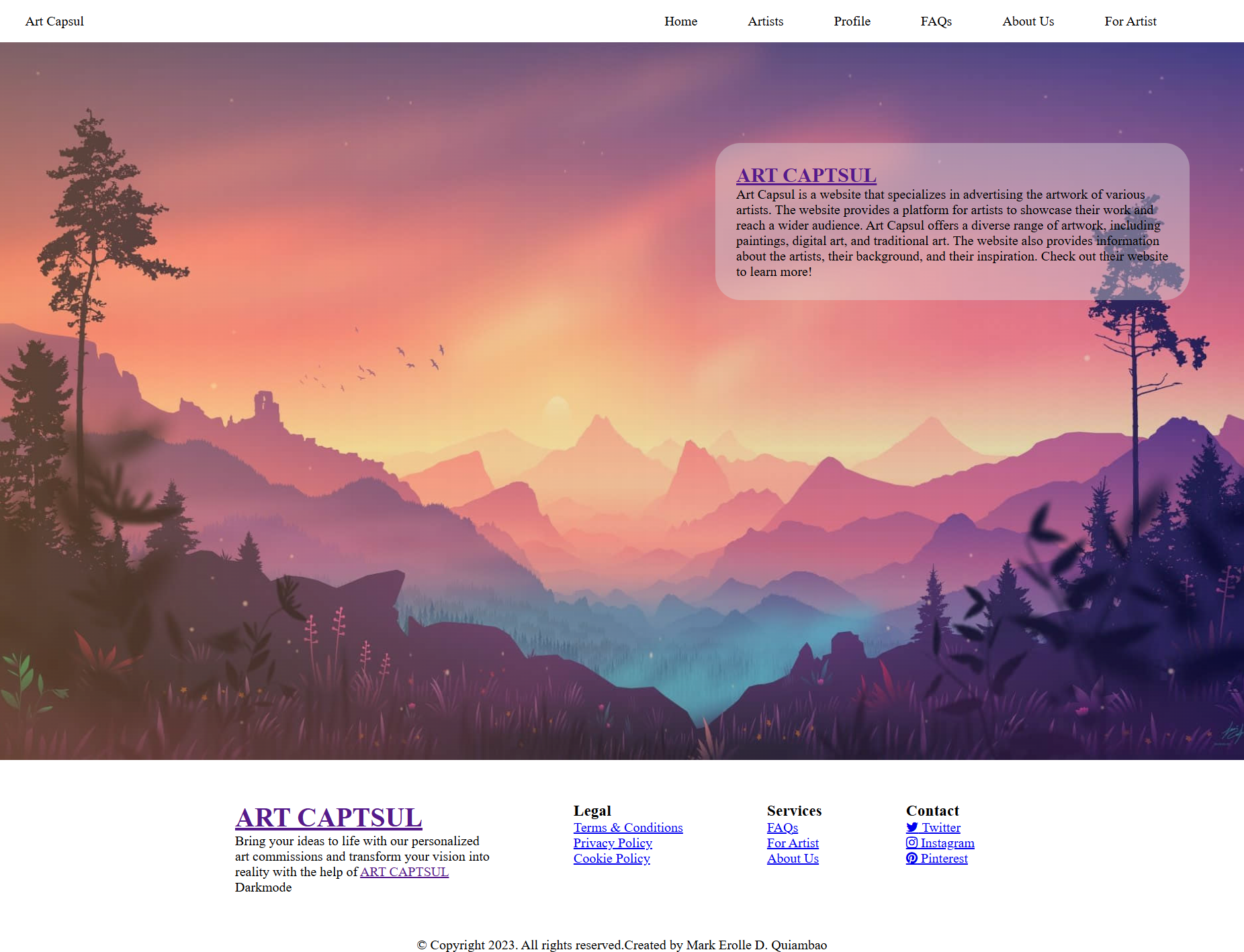 Art Capsul Home Screen